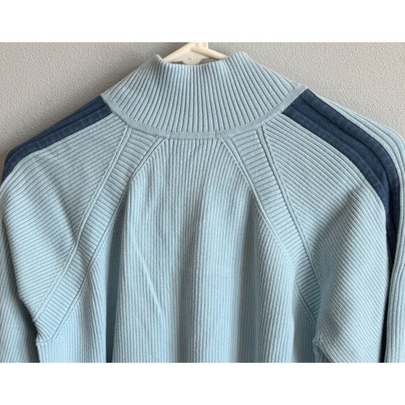 Daisy Fuentes Womens Blue Ribbed Knit Quarter Zip Sweater 1X Cuffed Hem - Picture 7 of 13